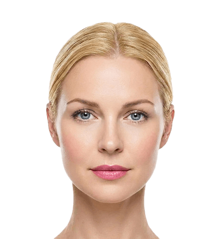 Woman's face with interactive treatment zones