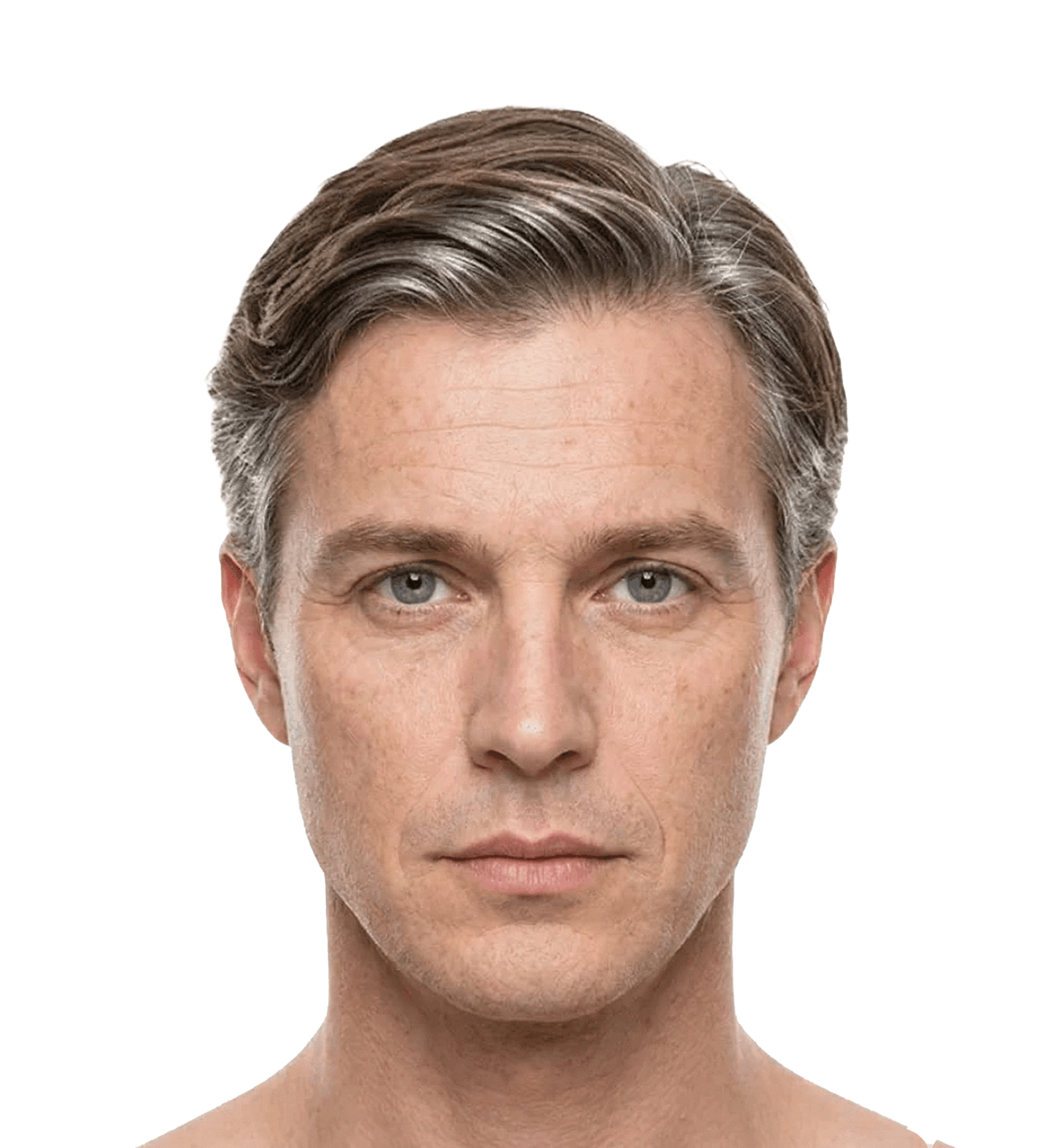 Man's face with interactive treatment zones